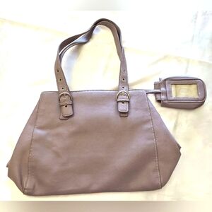 Nine West Lavender Vegan Leather Shoulder Bag Tote + Phone Pouch Y2K